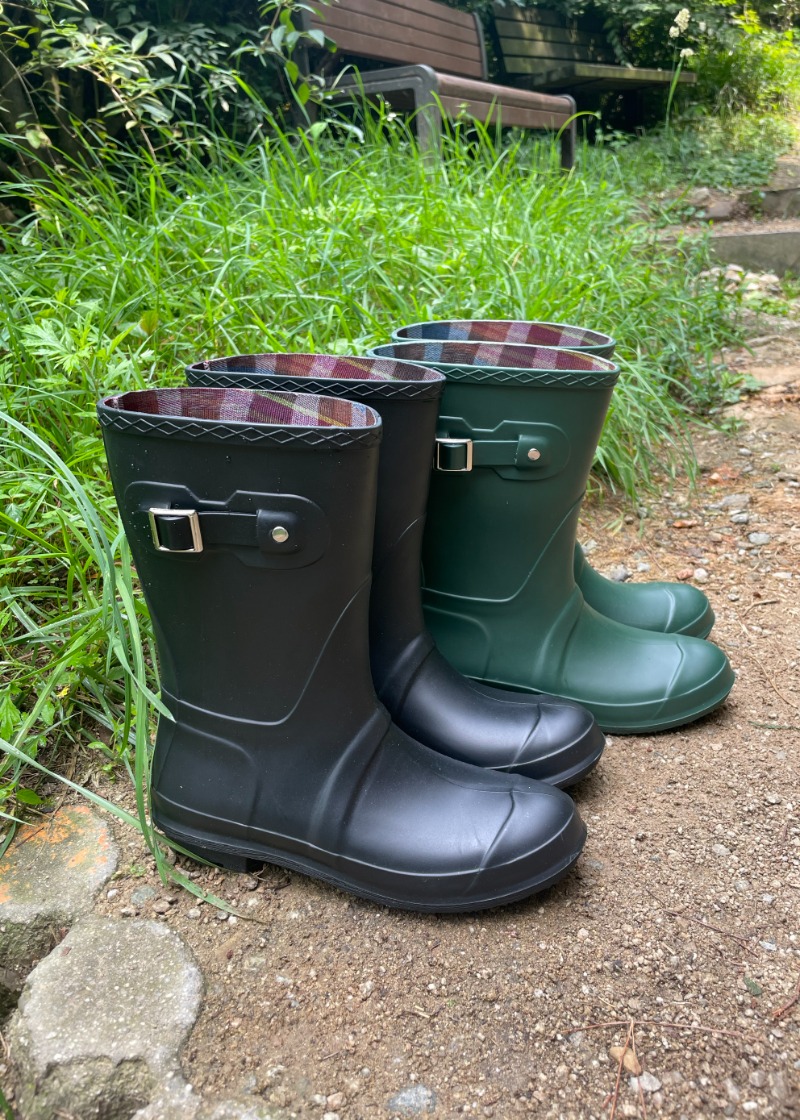 belted rain boots